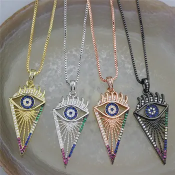 

16inch 5str/lot Fashion cz necklace,colorful eye shape cubic zirconia charm component, handmade ladies necklace jewelry