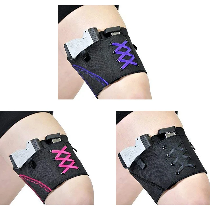 

Leg Holster Lady Anti-slip Adjustable Six Hook-and-eye Garter Pistol Holder Hunting Device
