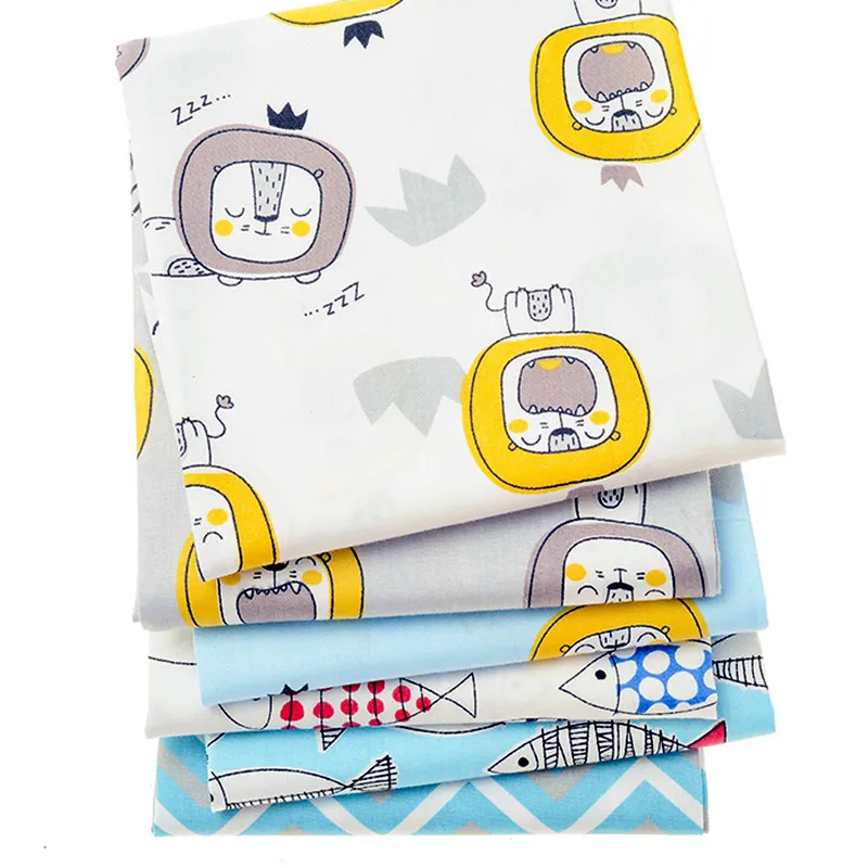 

6 pcs/lot, 40x50 Cartoon lion Fabric Printed Twill Cotton Fabric,Patchwork Cloth,DIY Sewing Quilting Material For Baby&Children