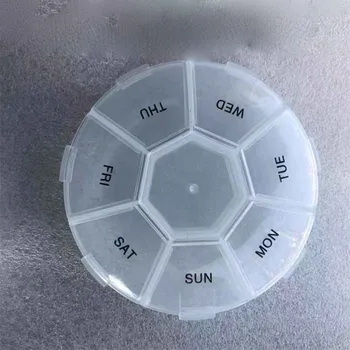 

Round seven-grid pill box, transparent one-week pill box, portable pill box