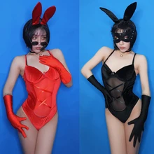 Бар Ds сценический праздничный наряд сексуальный Банни Униформа боди Ночной клуб Dj певица Pold танцевальная одежда Кролик костюм DN4427