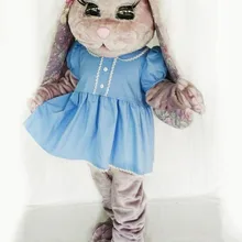 Костюмы талисмана кролика серого цвета на Хэллоуин, платье для девочек, платье для костюмированной вечеринки, подарок на праздник для взрослых животных и природы