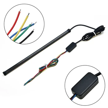 

1pc LED Light Strip 30cm Red/Amber Motorcycle 12-24V Sequential Switchback Flowing Tail Brake Turn Signal Lamps Universal