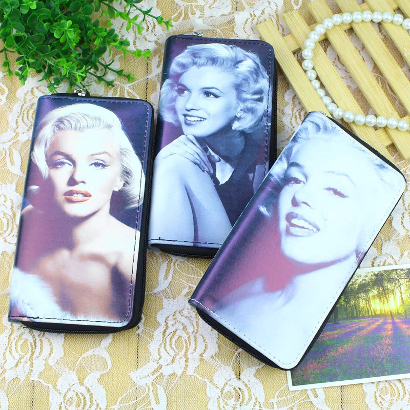 Brand Women Wallets Card ID Holder Soft PU Leather Cute Girls Marily Monro Character Lady Handbags Coin Purse Female Wallet Bag 2