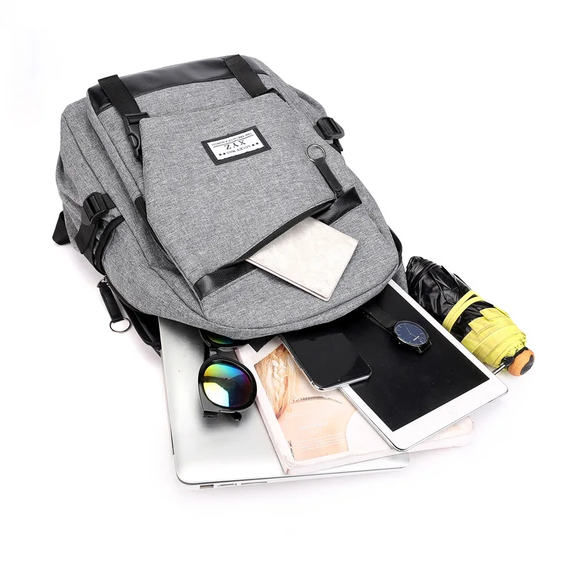 

USB Charging Backpack New Style Fashion Business Business Trip Document Laptop Backpack Solid Color Wear-Resistant Waterproof Sc