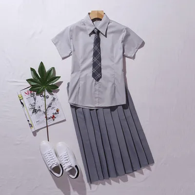 Японская школьная форма seifuku, плиссированная юбка, полный комплект, jk Студенческая однотонная школьная форма для девочек, косплей, юбка, школьное платье - Цвет: color4