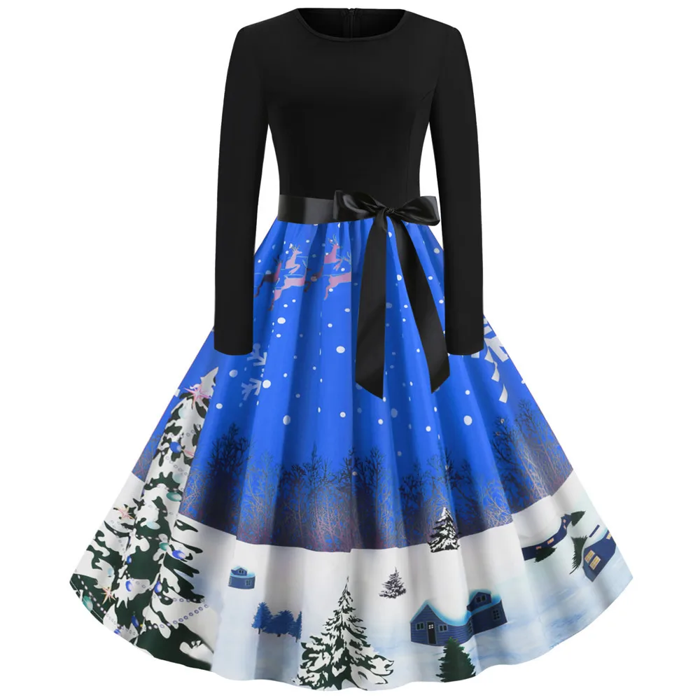 Рождественские Зимние платья, женское винтажное платье, Санта Клаус, элегантные вечерние повседневные платья с длинным рукавом, повседневные платья размера плюс, подарок для девушек - Цвет: JY14467