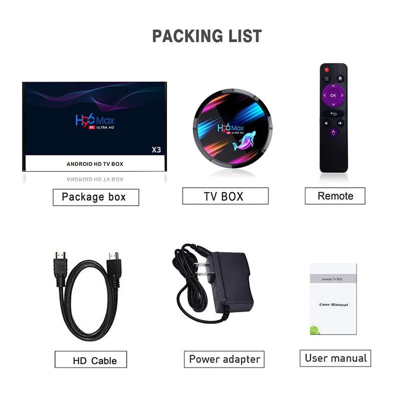 Приставка Смарт ТВ H96 MAX X3 8K Android 9 0 Amlogic S905X3 4 + 128 ГБ Wi Fi 1000M Ethernet BT4.0 USB3.0 H.265 HDR