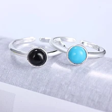 

Vintage Silver 925 Jewelry Ring Accessories with Black Agate Open Finger Rings for Women Wedding Party Promise Gifts Wholesale