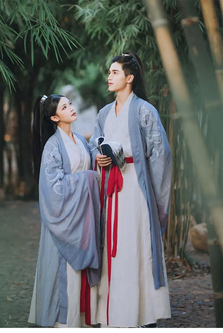 Древний Hanfu одежда Для женщин Классическая платье для танцев производительность Костюмы этап Длинные рукава Для мужчин Вышивка костюмы Tang DNV12457