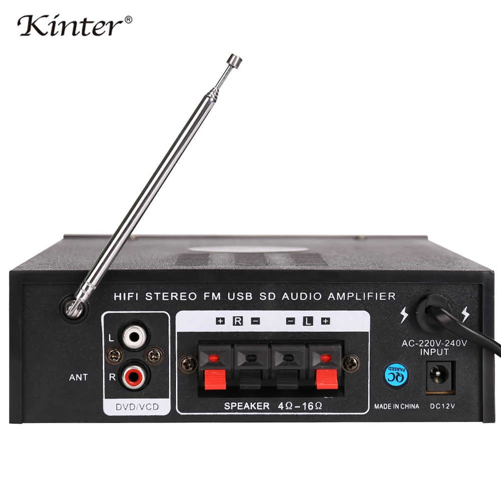 Kinter 004A усилитель караоке аудио 2 0 канал с USB SD AUX вход FM радио Воспроизведение