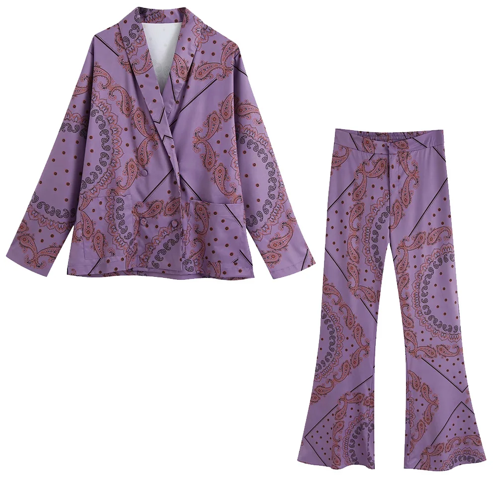 2020 NEW Summer Women 2 pieces Set purple print long Sleeve shirt blouse long pants Suit female casual woman clothes 2020 NEW Summer Women 2 pieces Set purple print long Sleeve shirt blouse long pants Suit female casual woman clothes