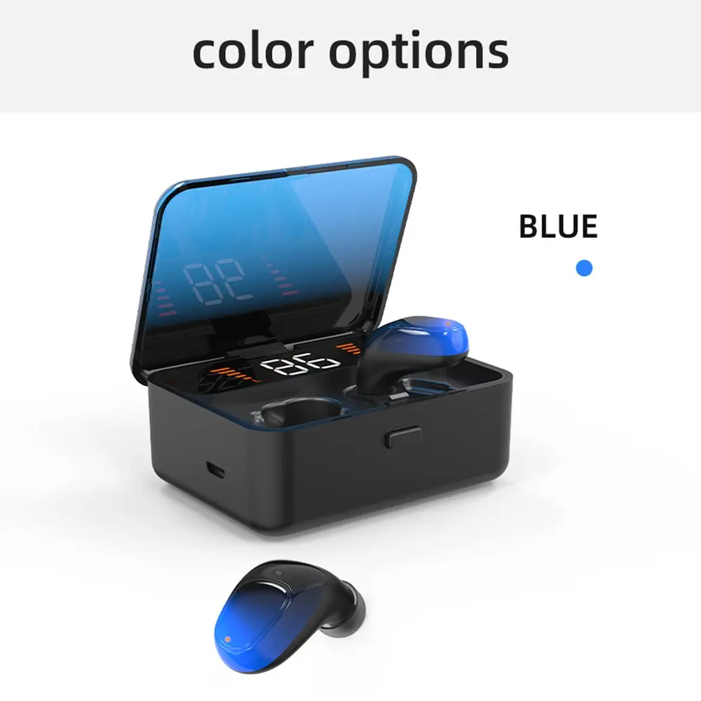 ES01 Bluetooth наушники V5.0 Touch Беспроводные наушники с зарядным отсеком гарнитура с цифровым дисплеем наушники