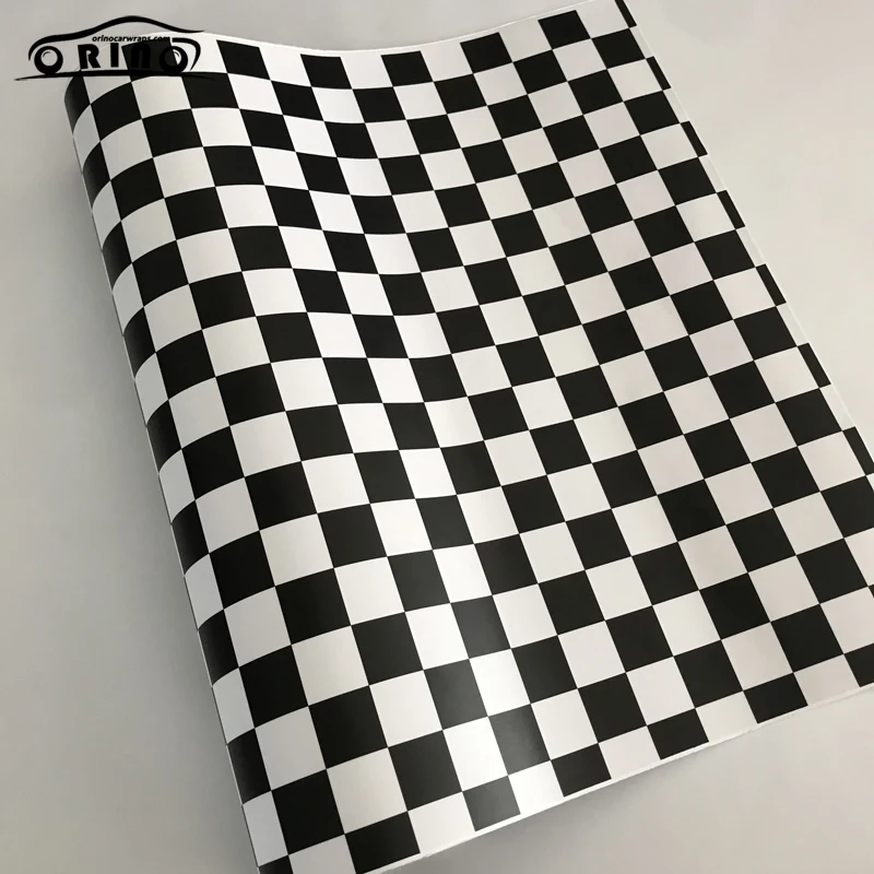 Black White Checkered Flag Vinyl Wrap Sticker-2