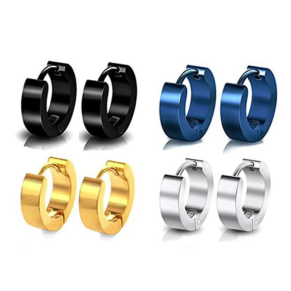 4 Colors 316L Stainless Steel Round Earring Fashion Eardrop Simple Men's Hip Hop Rapper Earrings | Украшения и аксессуары