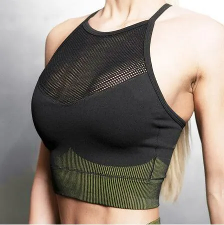 CB253 green bra Бесшовный комплект для йоги, высокая талия, для тренировок, высокая талия, штаны для йоги, для женщин, пуш-ап, спортивный бюстгальтер, для фитнеса, леггинсы, для спортзала, женский спортивный костюм - Цвет: CB253 green bra