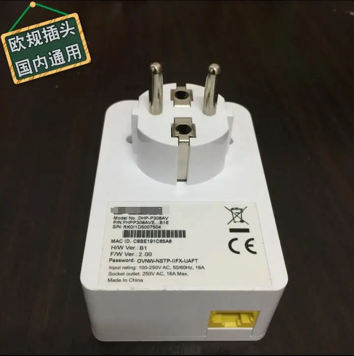 0.95New 500 Мбит/с DHP-P308AVPowerline адаптер HomePlug транзитная пересылки для адаптера