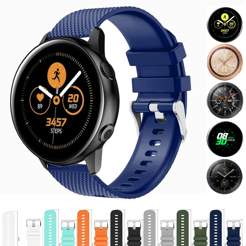 Ремешок силиконовый для Samsung Gear S2 Sport Galaxy Watch 42 мм Active 2 40 сменный спортивный