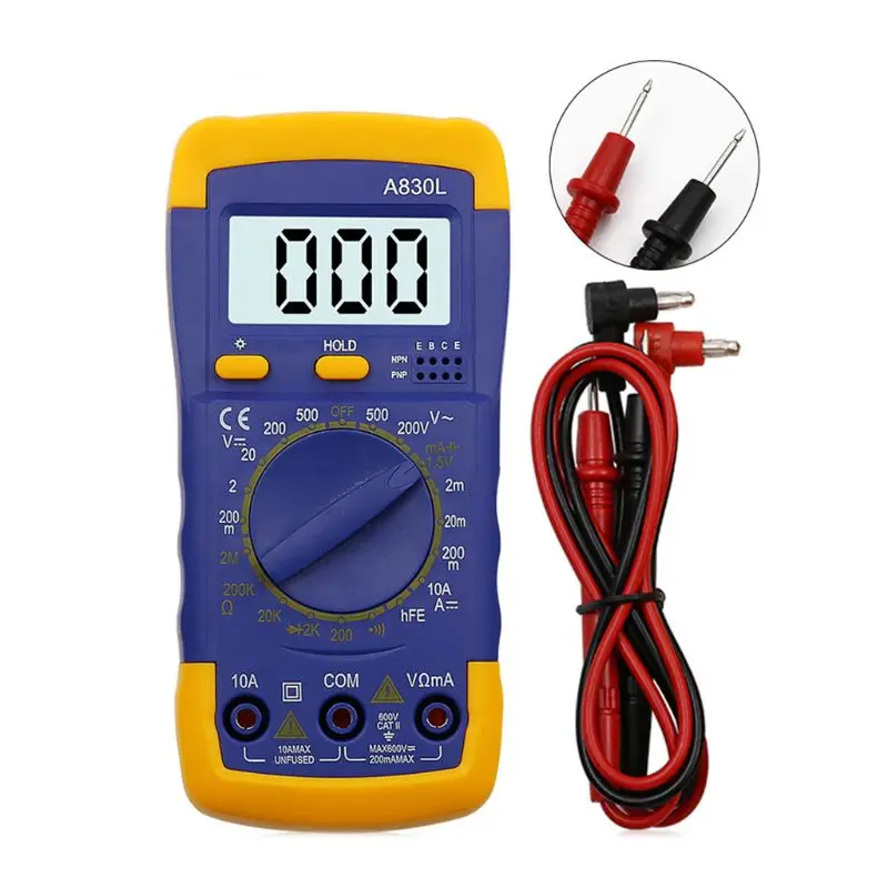 A830L ЖК-цифровой мультиметр AC DC Вольтметр Амперметр диодный Вольт тестер тока