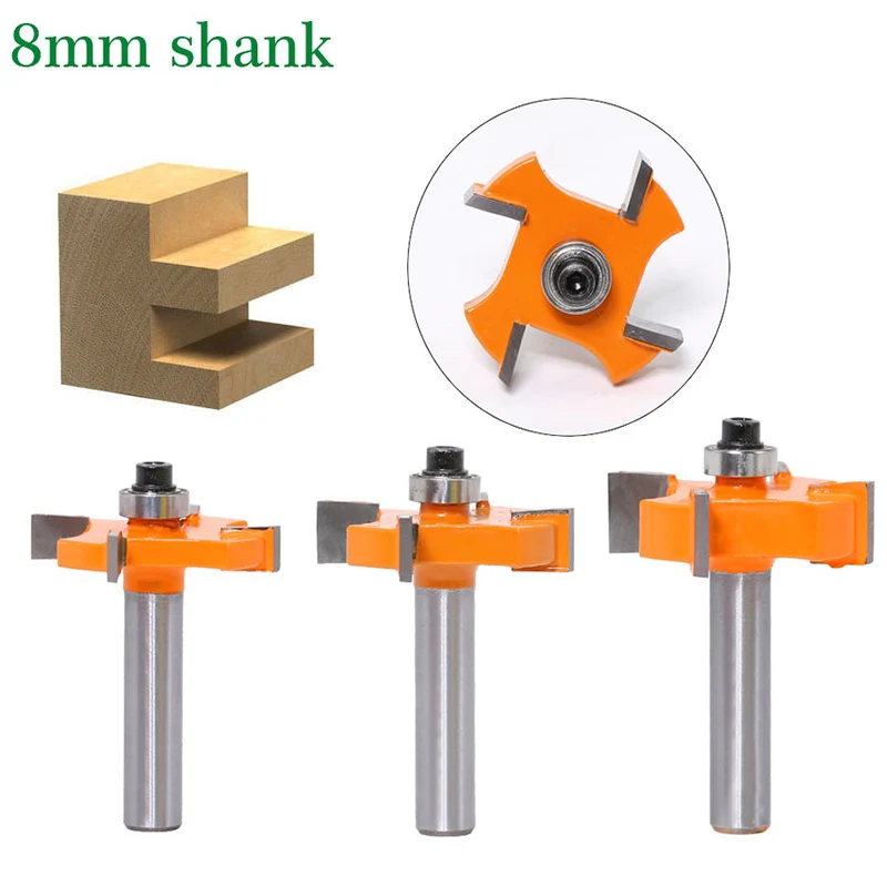 

TALI 8mm Shank T Slot Milling Cutter With Top Bearing Woodworking Router Bits Cutter