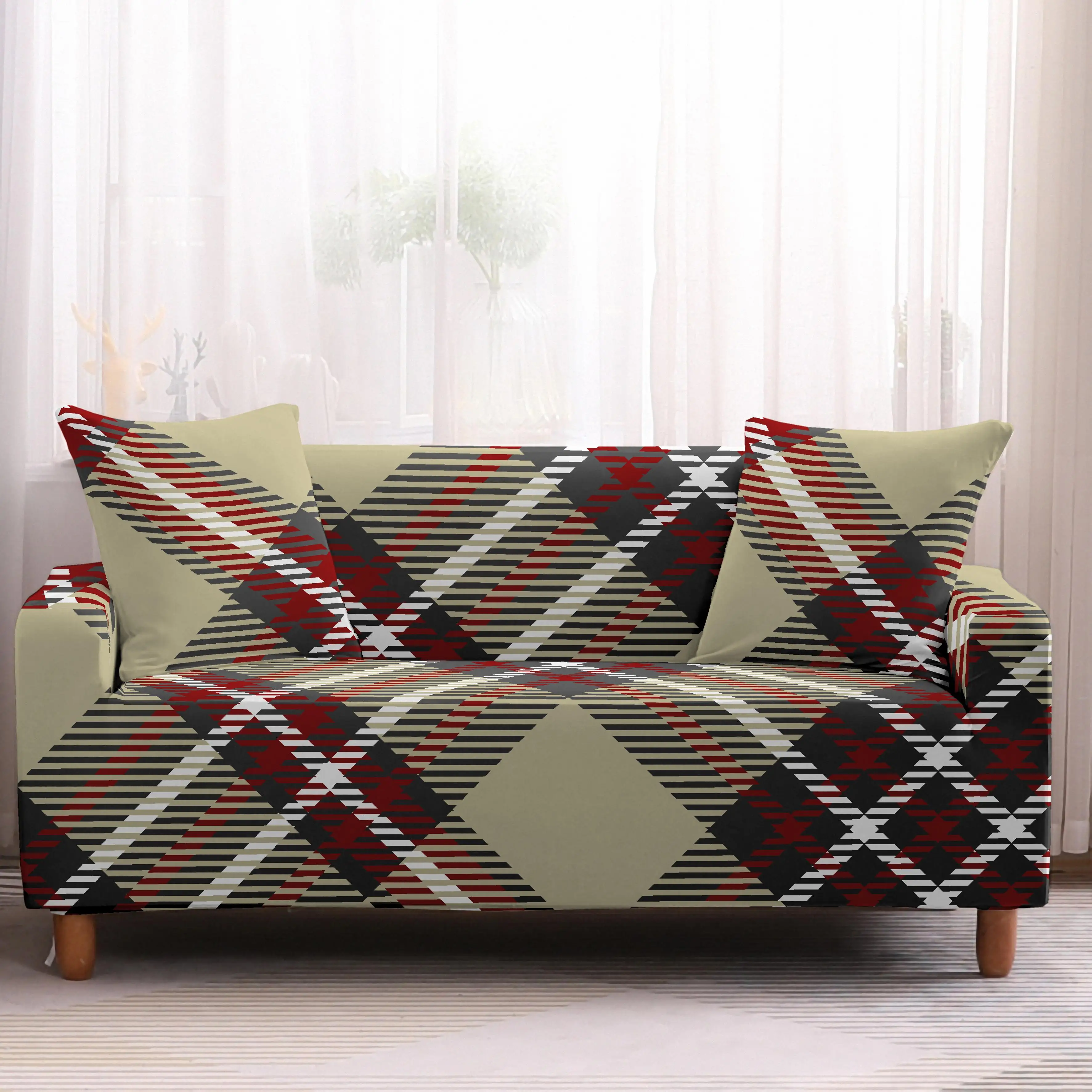 Геометрические клетчатые эластичные чехлов секционные эластичный стрейч диван покрытие для Гостиная чехол для дивана кресло для Ipad Mini 1/2/34 местный - Цвет: 1