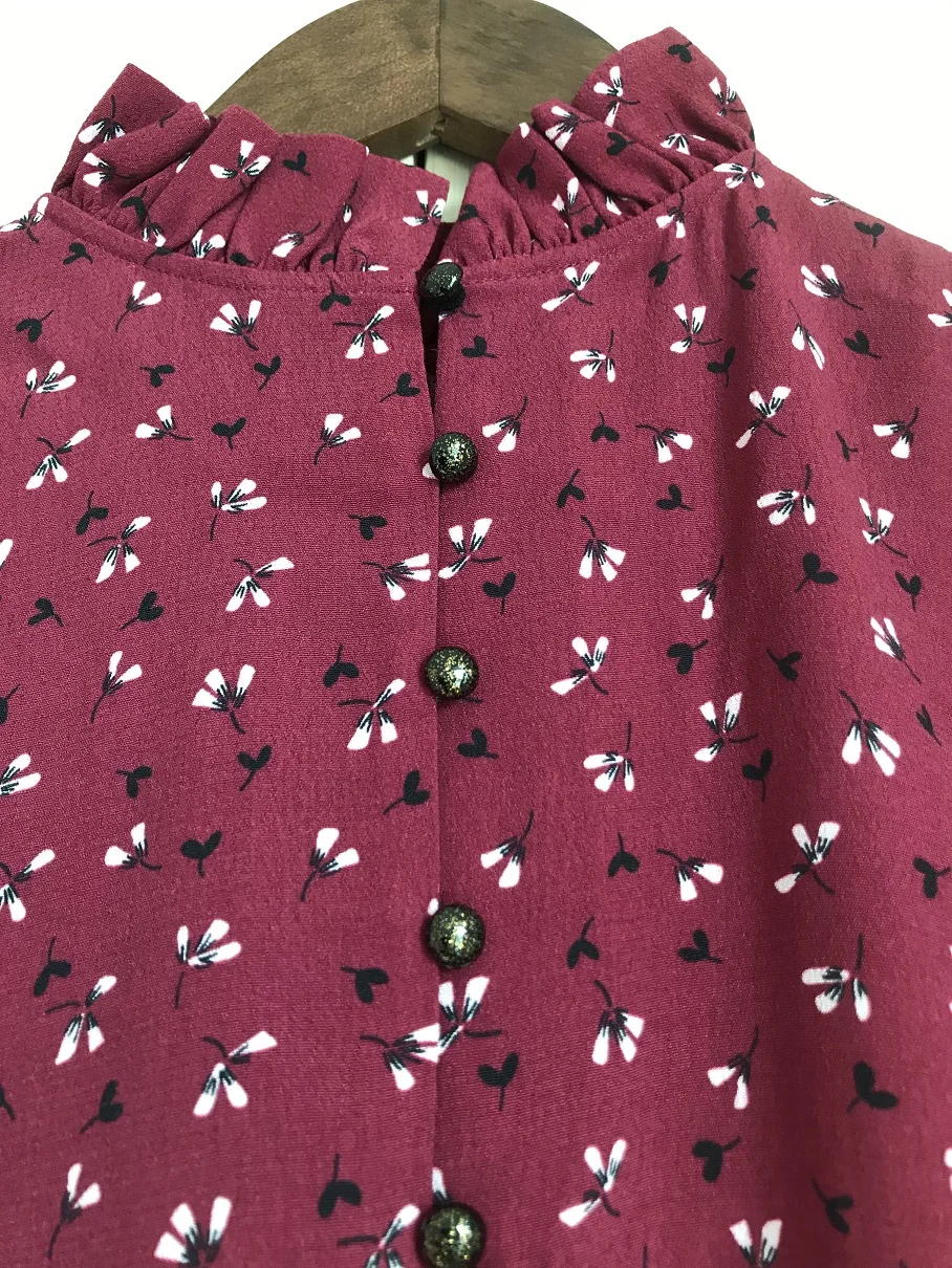 

100% viscose robe Custom French sweetheart Autumn and winter new petal collar retro floral mini robe