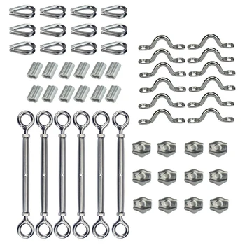 

1/8 Inch Cable Railing Kit Hardware,T316 Marine Grade Stainless Steel,For Stair Deck Wood Post Wire Rope Fence Balusters System