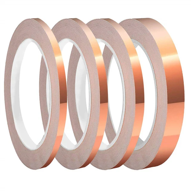 5mm 6mm 10mm 25mm Copper Foil Tape Conductive Strip Adhesive Double Sided  For Guitar EMI Shielding Stained Glass Slug Deterrent
