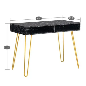 

Sturdy and Durable 103*55*80cm Marble Iron Foot Computer Table Black
