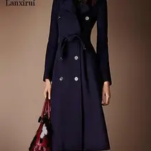 Новинка, женское осенне-зимнее длинное пальто, двубортное, ТРАПЕЦИЕВИДНОЕ, тонкое пальто, Casacos feminino abrigos mujer