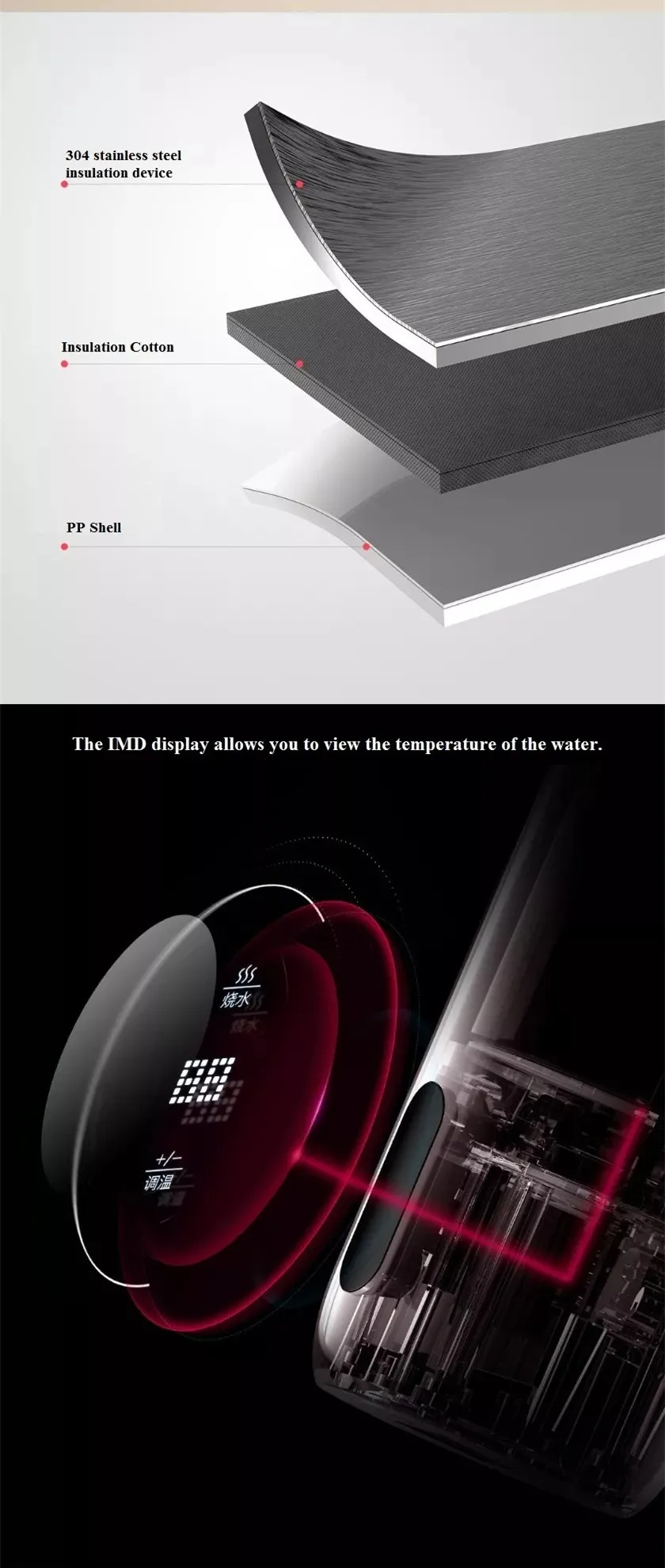 Xiaomi mijia Deerma 350 мл умная бутылка для воды OLED от xiaomi Youpin 304 нержавеющая сталь сохраняющая тепло бутылка