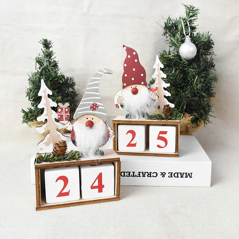Calendrier du compte à rebours de Noël, Débours de table en bois jusqu'à  Noël, Boîte cadeau de bonbons de bricolage de Noël de 24 jours ou