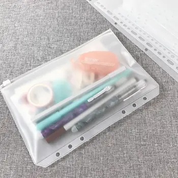 

12PCS Binder Pockets A5 A6 A7 Binder Zipper Folders for 6-Ring Notebook Binder Transparent Loose Leaf Pouch Document Filing Bags