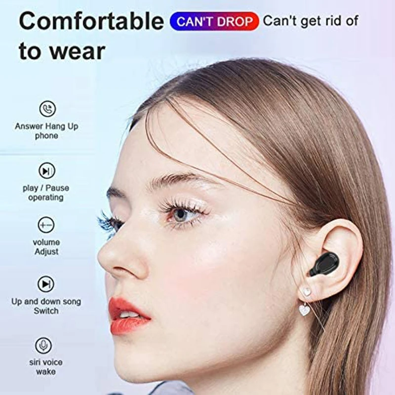Bluetooth 5 0 Earphone Wireless LED Display TWS Stereo Sport Waterproof Stereo Earbuds Headset Headphone Pink