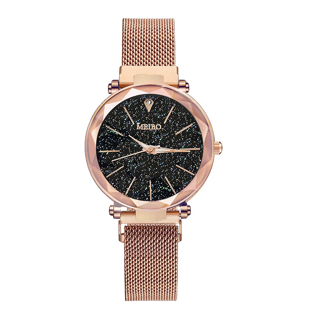 rose gold Лидер продаж женские часы модные роскошные с магнитной пряжкой ремешок из нержавеющей стали преломляющая поверхность кварцевые часы для подарка часы - Цвет: rose gold