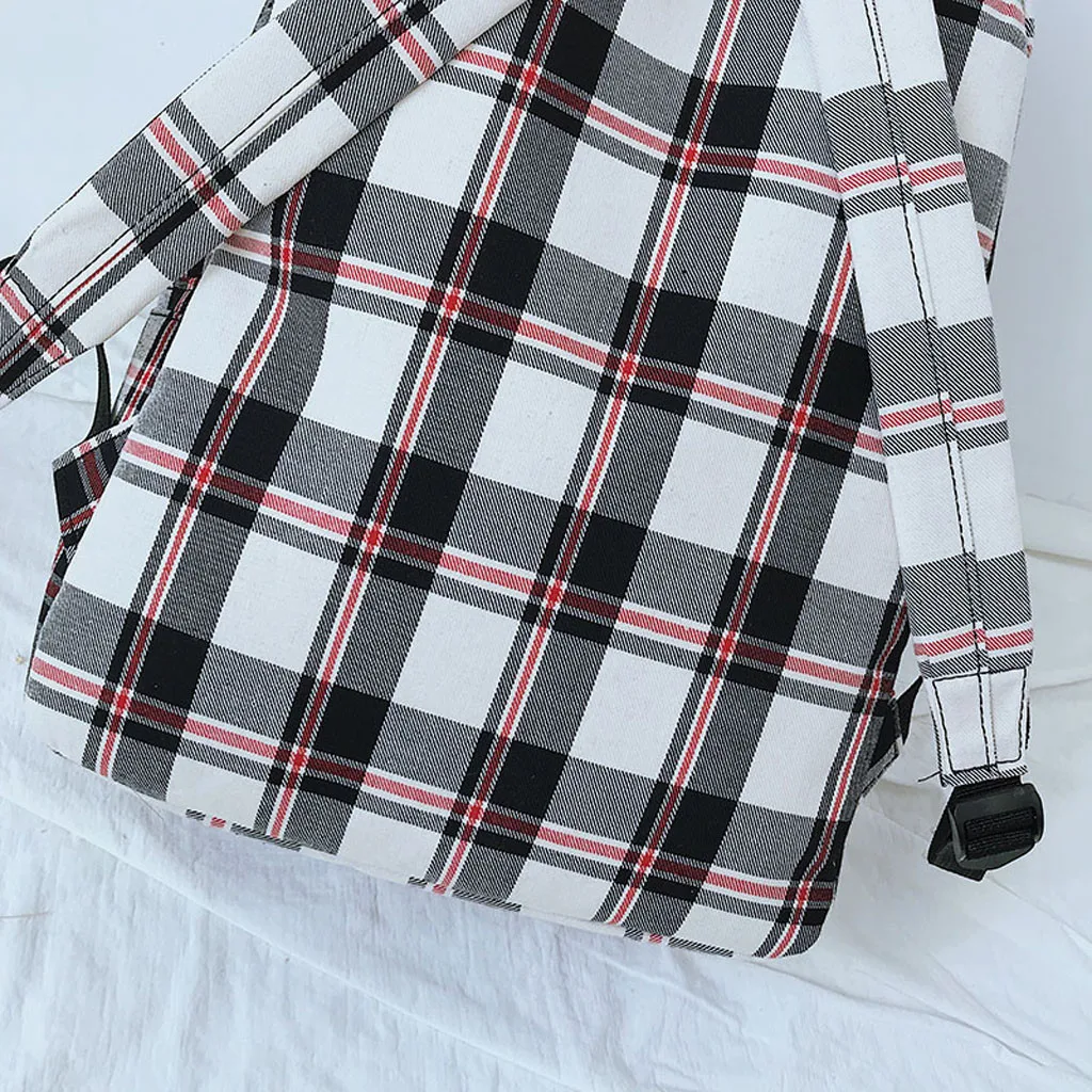 Kid's Plaid Canvas School Backpack