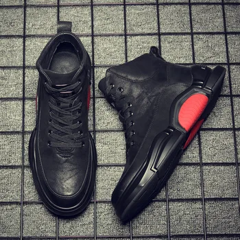 

CS829 100% Genuine Leather Men Ankle Boots Winter High Top Men Snow Boots Keep Warm Men Boots Flats Boots Men Winter Shoes