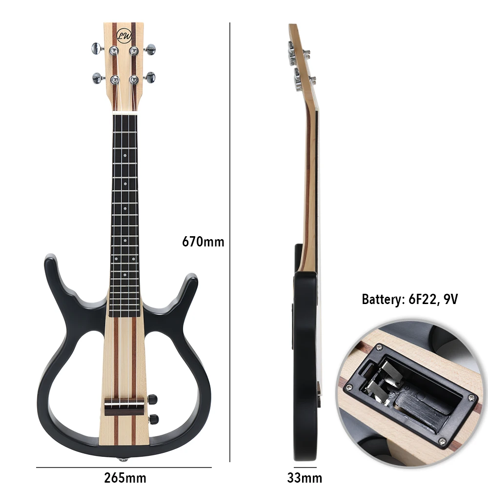 Красивый звук Гавайские гитары укулеле 4 струны 26in акустическая электрическая маленькая гитара Подключите наушники и динамик Гавайские гитары для производительности