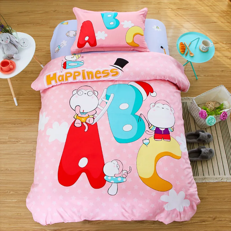 Pure Cotton Bedding Set Child Cartoon Quilt Cover Free Shipping 3pcs Set Bedding Article Student Dormitory Single Bed Girls
