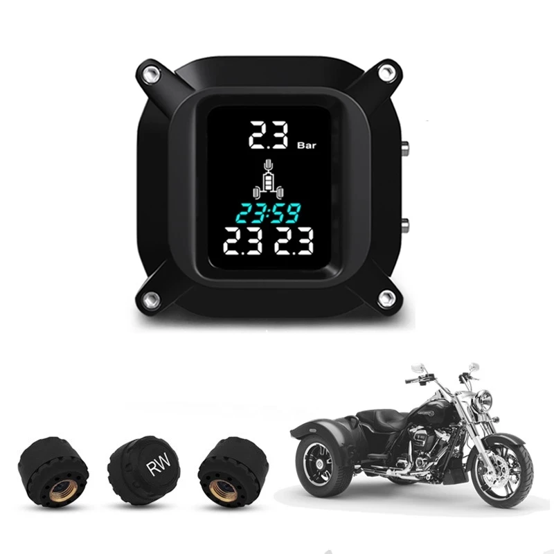 US $39.90 Trikes Motorcycle Tpms Motor Tire Pressure Tyre Temperature Monitoring Alarm System