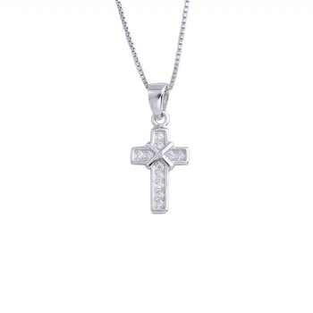 

925 Sterling Silver Tiny Zircon Cross Female Pendants Necklaces For Women Long Chain Collar Fashion Jewelry Gits