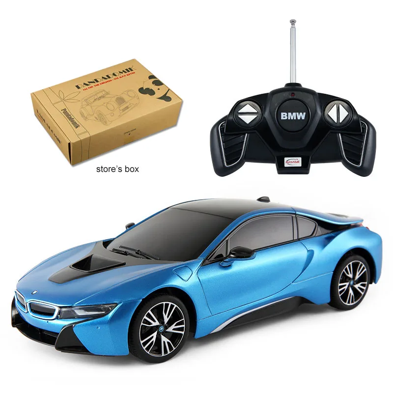 Rastar BMW RC автомобиль 1:18 i8 радиоуправляемые игрушки Радиоуправляемый автомобиль машины Модель электромобиль Игрушки для мальчиков подарок на день рождения - Цвет: blue store box
