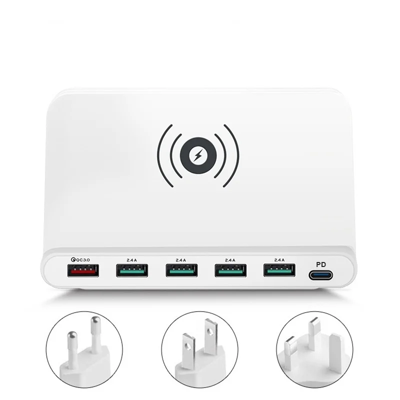 Tongdaytech 60 Вт 5 портов USB Qi Быстрое беспроводное зарядное устройство Каррегадор порт atil PD Быстрая зарядка 3,0 для Iphone XS 11 Pro MAX samsung S10 - Тип штекера: PD Edition