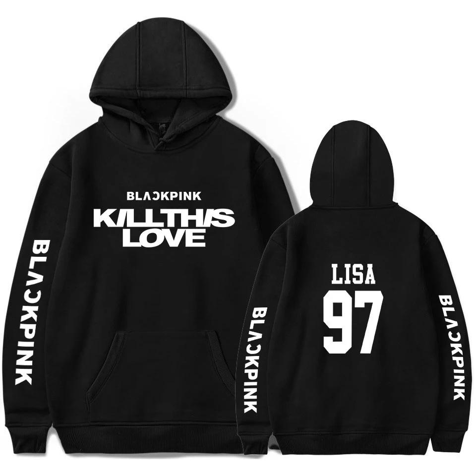 Blackpink Kill this love легкие Свободные Кофты с принтом хип-хоп тонкий материал Толстовка для мужчин и женщин модный свитер тонкое худи