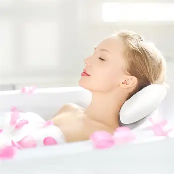 

Frcolor PU Bath Pillow Neck Back Support Waterproof Headrest Cushion with Suction Cups