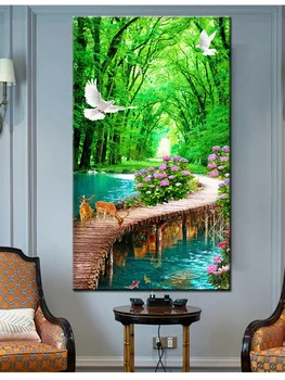 

diy 5d large diamond mosaic Natural scenery diamond painting waterfall deer cross stitch 3d embroidery full round drill art N979