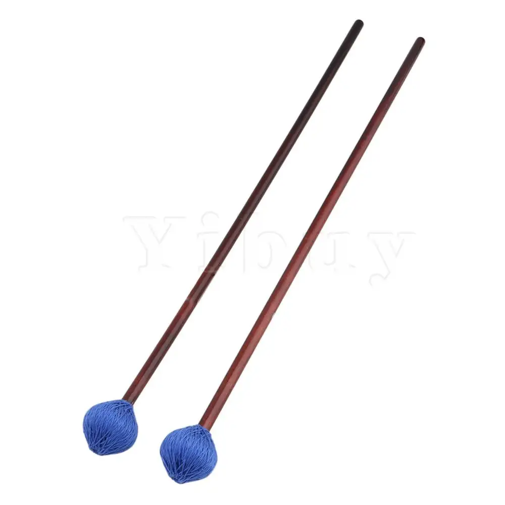 Yibuy 2 шт жесткая клавиатура Marimba Mallets кленовые ручки и синяя пряжа голова | Спорт