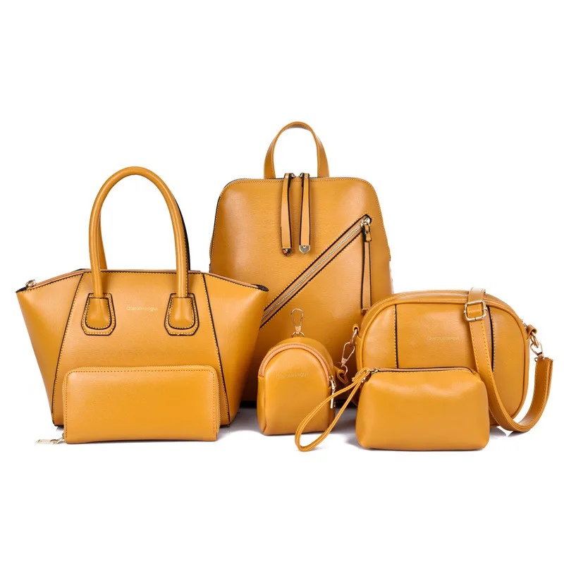 

Women Bags2019 New Style Europe And America Backpack Multi-functional Six Pieces Set Multi-Purpose Top Grade Bag Different Size