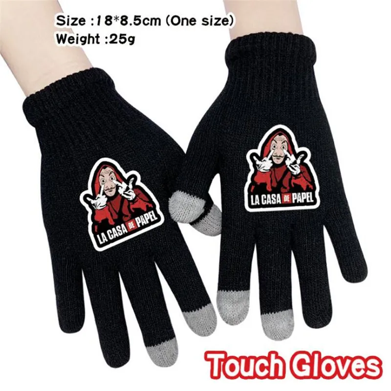 

Dali La casa de papel Gloves Screen Skiing Gloves for Men Women Cycling Sport Full Fingers Costumes Glove Winter Warm Mittens