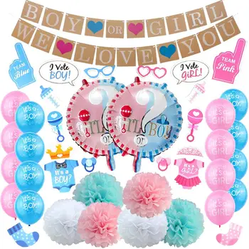 

Boy Or Girl Reveal Gender Party Decoration Balloon Banner Set Decor Baby Shower Accessories It's A Boy Or It's A Girl